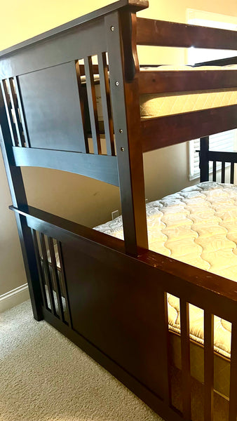 Twin Over Queen Bunk Beds with Mattresses