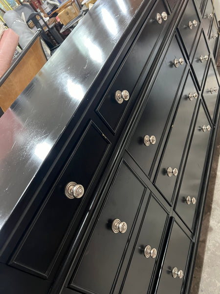 Black Dresser with Mirror and Nightstand