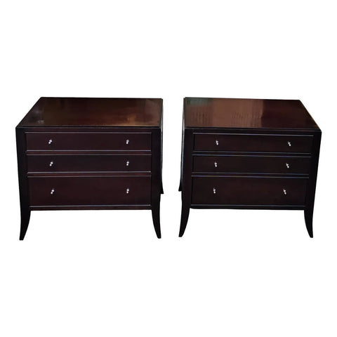 Pair of Baker Barbara Barry Collection Mahogany Nightstands