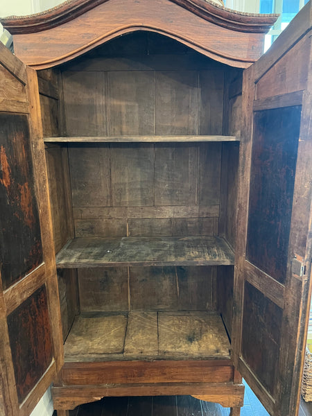 Small Antique Carved Wood Wardrobe Armoire Cupboard