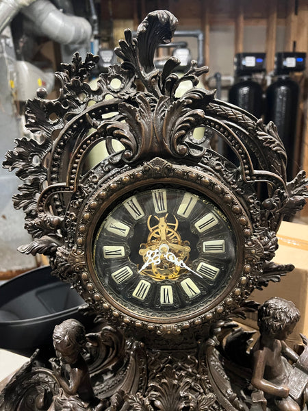 Antique Bronze Rococo Style Mantle Clock