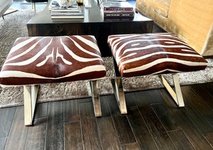 Pair of Zebra Hide Stools