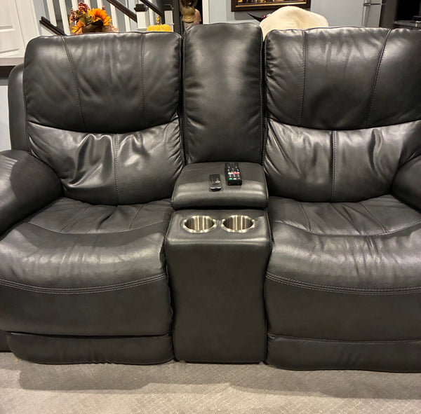 Flexsteel Crew Power Leather Reclining Sofa and Love Seat