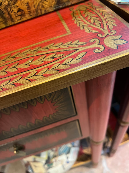 Pair of Red Painted Side Tables