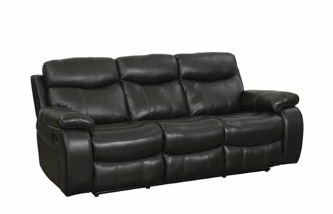 Havertys Black Leather Wrangler Reclining Sofa