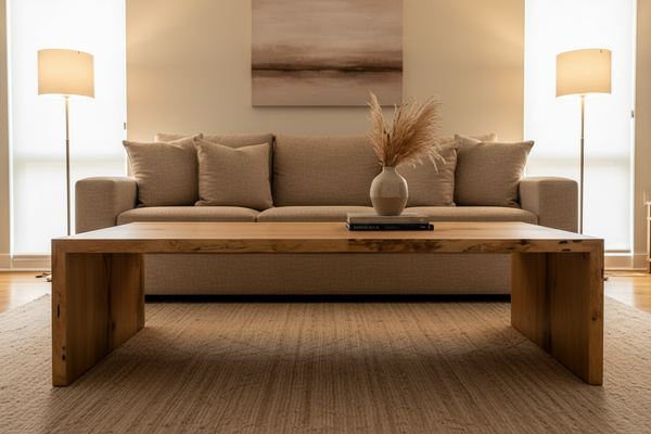 Custom Made Sycamore Live-Edge Waterfall Coffee Table