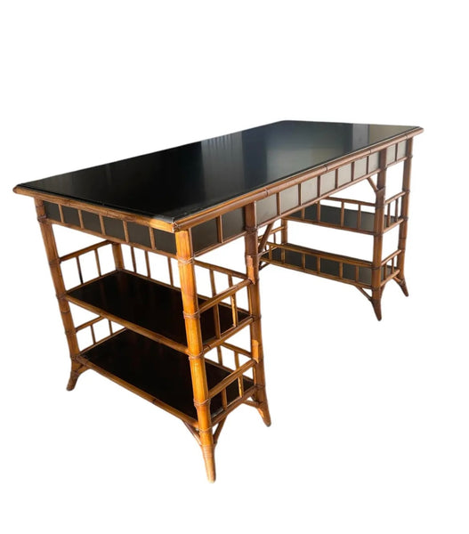 Vintage McGuire Chinoiserie Style Bamboo Writing Desk