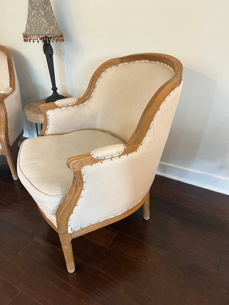 Pair of Linen Club Armchairs