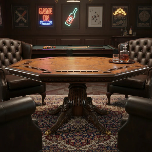 Maitland-Smith Rams Head Game Poker Card Table