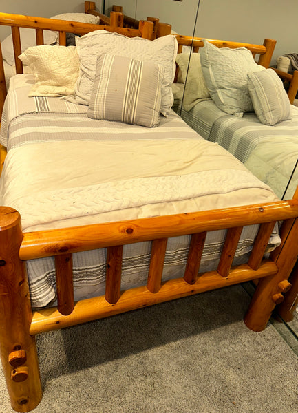 Pair of Cedar Log Twin Beds, Dresser and Nightstand - Made in MIchigan