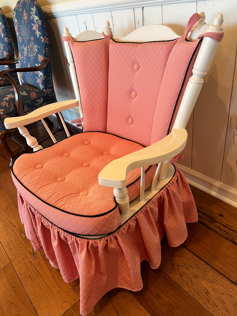 Antique Chiavari Painted Chestnut Rocking Chair with Springs KLM Luxury Consignment