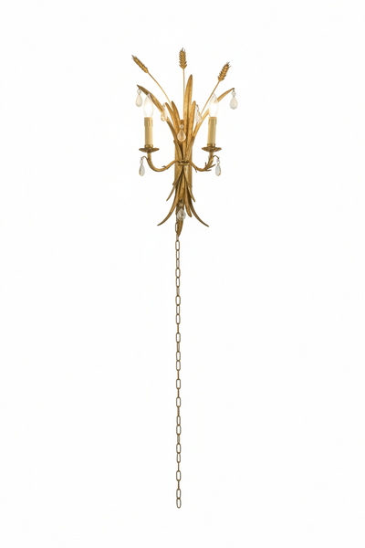 Pair of Italian Gilt Metal Wheat Wall Sconces
