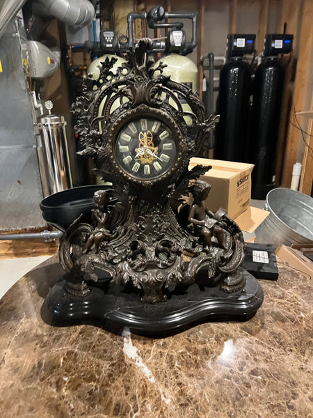 Antique Bronze Rococo Style Mantle Clock