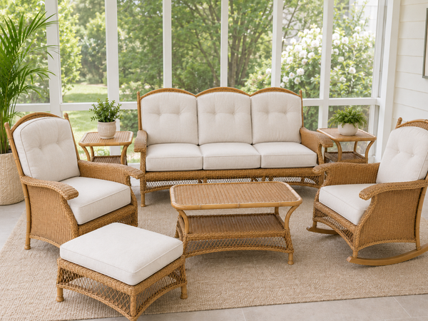 Vintage Lloyd Flanders Lloyd Loom 7-Piece Wicker Set
