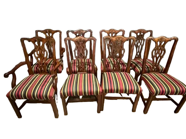 HENREDON Georgian Banded Mahogany Dining Table and 8 Chairs