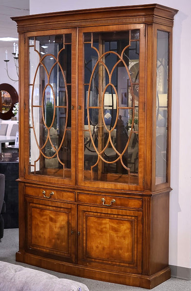 HENREDON Breakfront Lighted Tall China Cabinet
