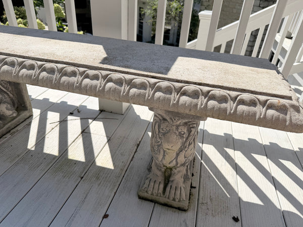 53" Cast Stone Lion Bench by Henri Studio