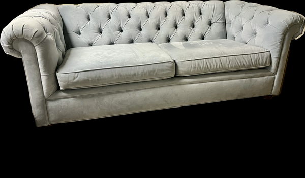 Pottery Barn Chesterfield Roll‑Arm Upholstered Sofa - Steel Blue Everyday Velvet Fabric