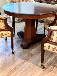 Round Game Table and 4 Henredon Barrel Club Chairs on Casters