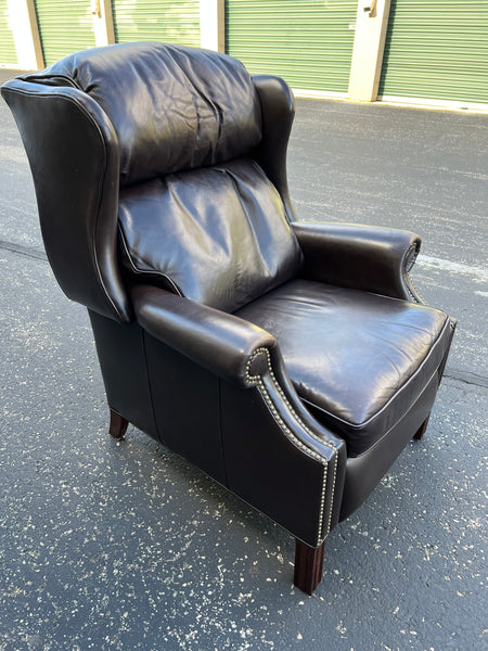 Bradington Young by Hooker Chippendale Reclining Leather Wing Chair