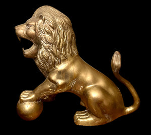 Antique Solid Brass Lion Sculpture