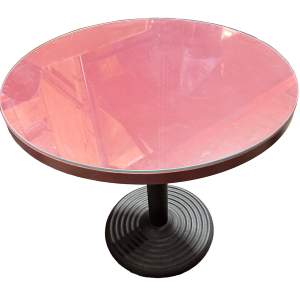 30" Round Table with Cast Iron Base and Glass Top