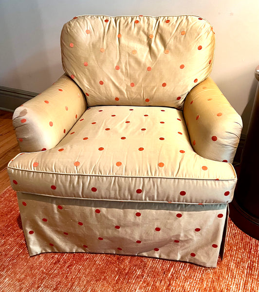 Silk Upholstered Chair and Ottoman
