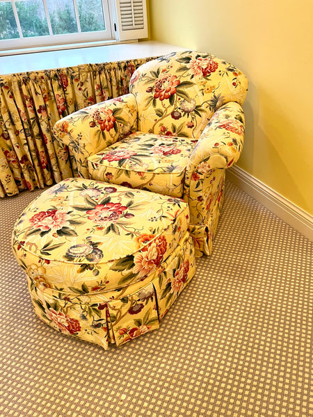 Floral Chair and Ottoman