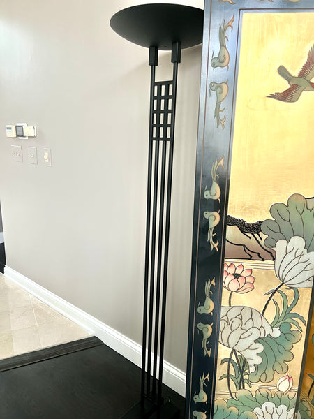 Black Robert Sonneman for George Kovacs "Mack" Torchiere Floor Lamp  (2 Available)