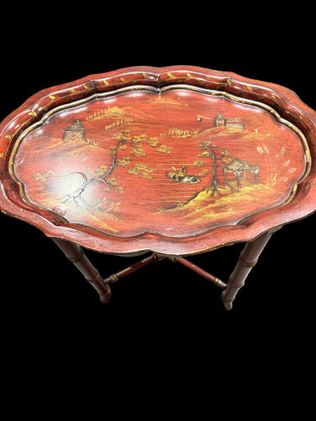 Chinoiserie Lacquered Tole Tray Table