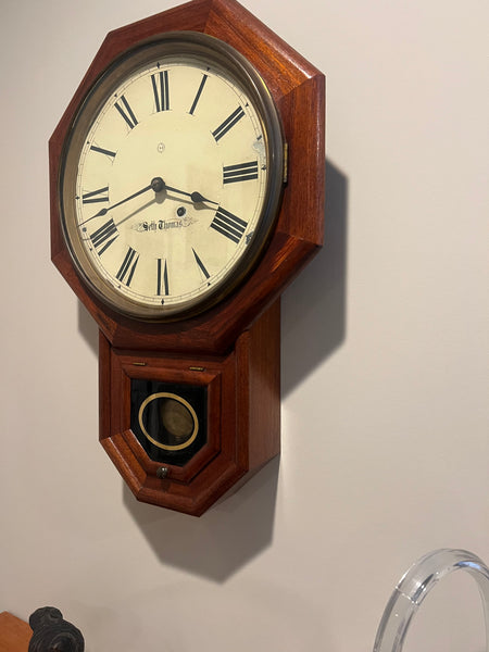 Antique Seth Thomas Octagon Schoolhouse Wall Clock