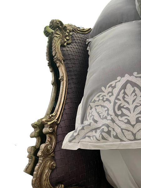 Antique King French Upholstered Headboard
