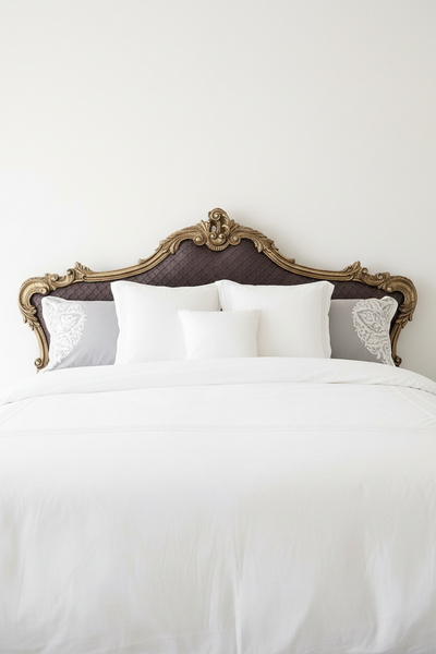 Antique King French Upholstered Headboard