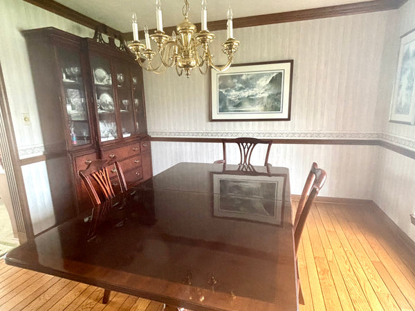 Antique Traditional Breakfront Mahogany China Cabinet