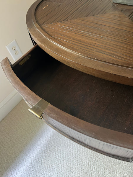 Pair of McGuire Faubourg Collection Oval Side Tables / Nightstands