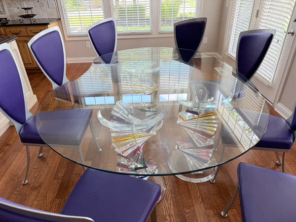 Set 8 Johnston Casuals Steel and Leather Dining Chairs