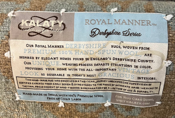 Kalaty Royal Manor Derbyshire 100% Wool Runner Rug (2 Available)