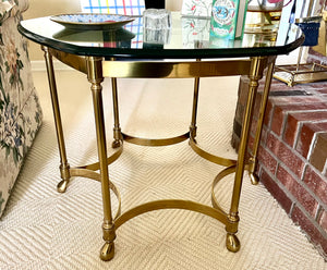 LaBarge Octagonal Brass and Glass Side Table