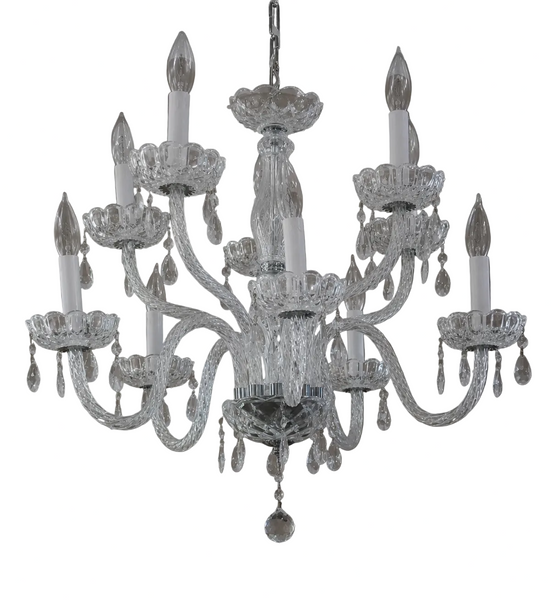 Authentic Waterford Crystal Cranmore Collection 9 Light Chandelier and Pair of Cranmore Sconces (Circa 1980)