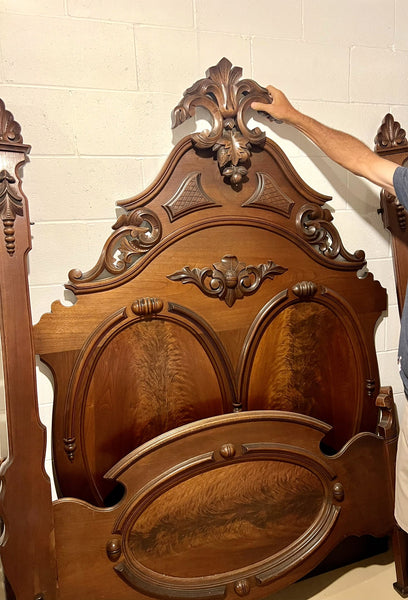 1860's French Antique Walnut Louis XV Queen Bed