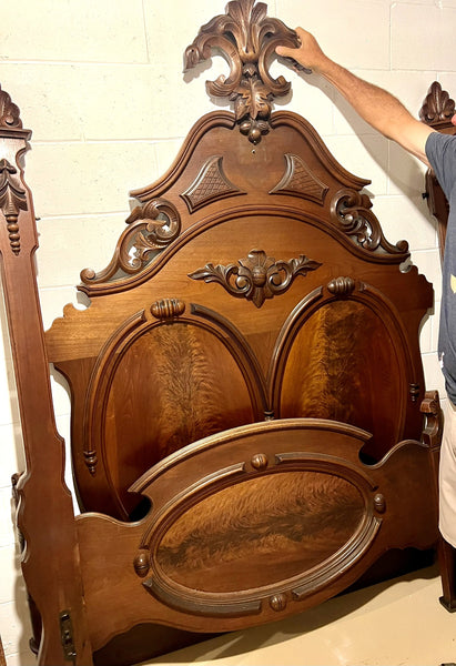 1860's French Antique Walnut Louis XV Queen Bed