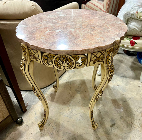 Victorian Style Marble Top Side Table
