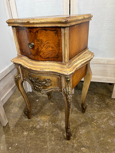 French Louis XV Marquetry Inlaid Nightstand Side Table