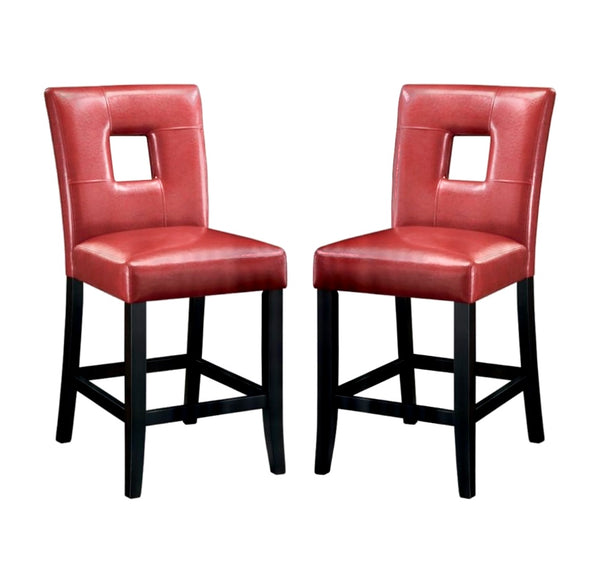 Pair of Red Counter Height Bar Stools