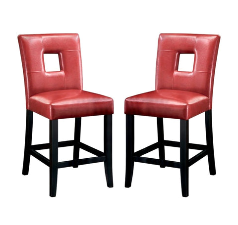 Pair of Red Counter Height Bar Stools