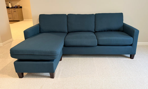 Navy Upholstered Reversible Sectional Sofa and Chaise