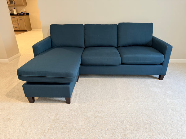 Navy Upholstered Reversible Sectional Sofa and Chaise