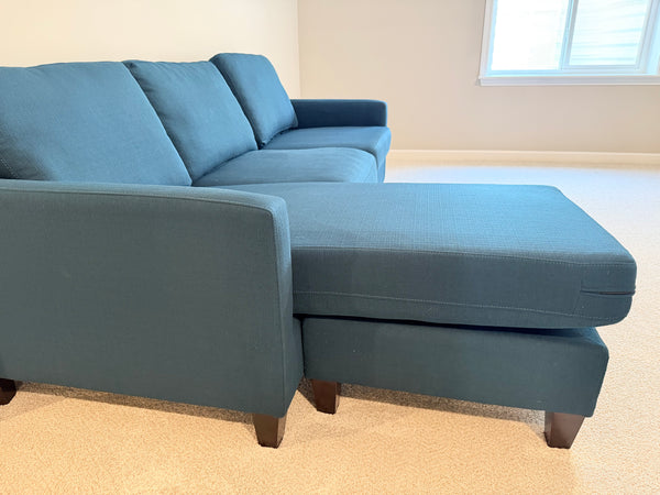 Navy Upholstered Reversible Sectional Sofa and Chaise