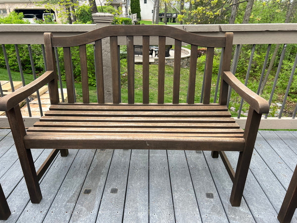 Solid Teak Three Piece Lounge Set - Bench and Pair of Chairs