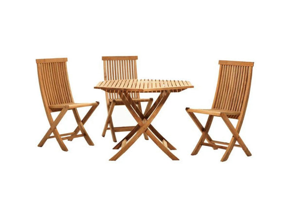 Skargaarden Viken Small Teak Dining Patio Table and 3 Chairs
